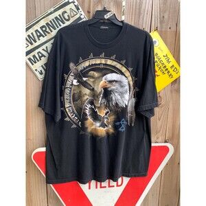 Vintage Y2K Liquid Blue Dreamcatcher Eagle Tshirt Size 3XL